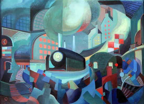 § Henri Therme (1910-1971) Une scene de la gare c.1948, 20 x 26in.